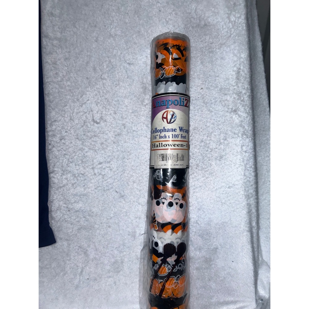 AnapoliZ Halloween Cellophane Wrap Roll 16 Inch x 100 Feet Pumpkin Ghost Pattern